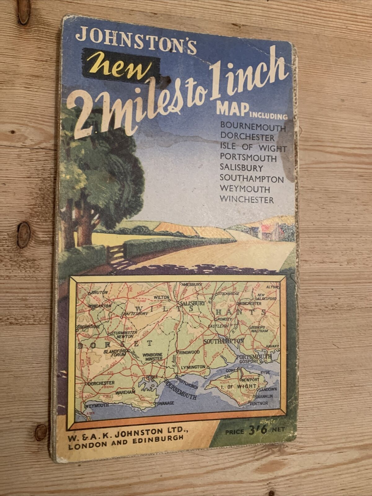 Johnstons Cloth New 2 Miles To 1 Inch Map - Dorset Wiltshire Hampshire Wight