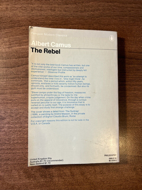 THE REBEL Albert Camus 1973 PENGUIN Modern Classics Philosophy