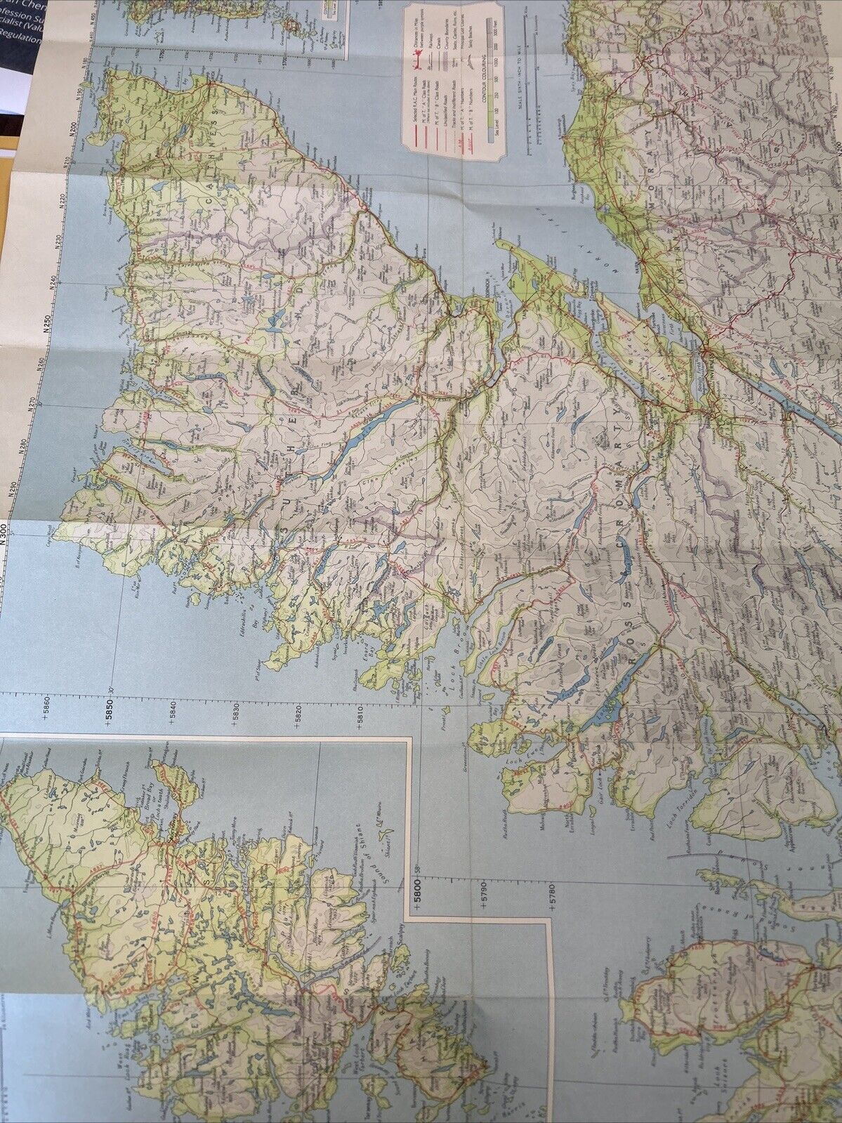 NORTH SCOTLAND Bartholomews RAC Sixth Inch Map Sheet 8 1960s? Wick Dingwall