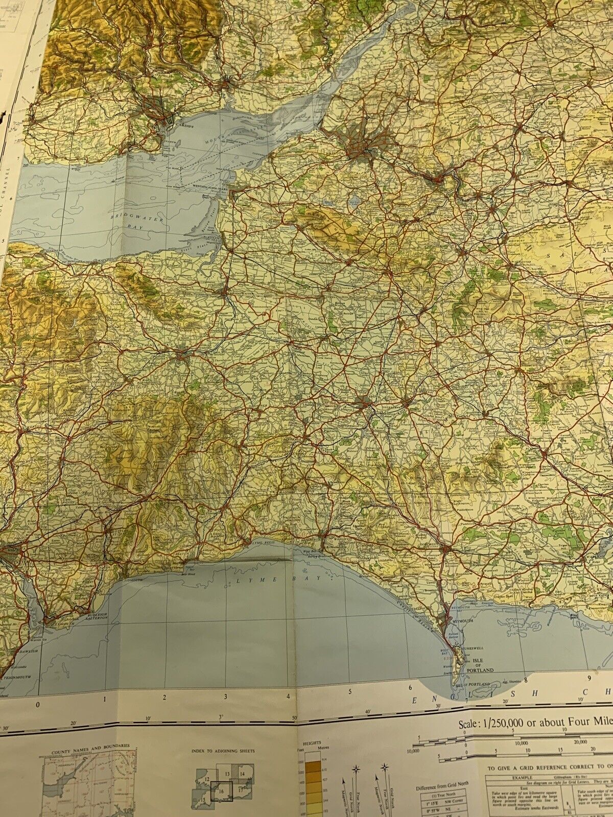 Southern England -Ordnance Survey Quarter Inch Sheet 16 1962 Map Bristol Cardiff