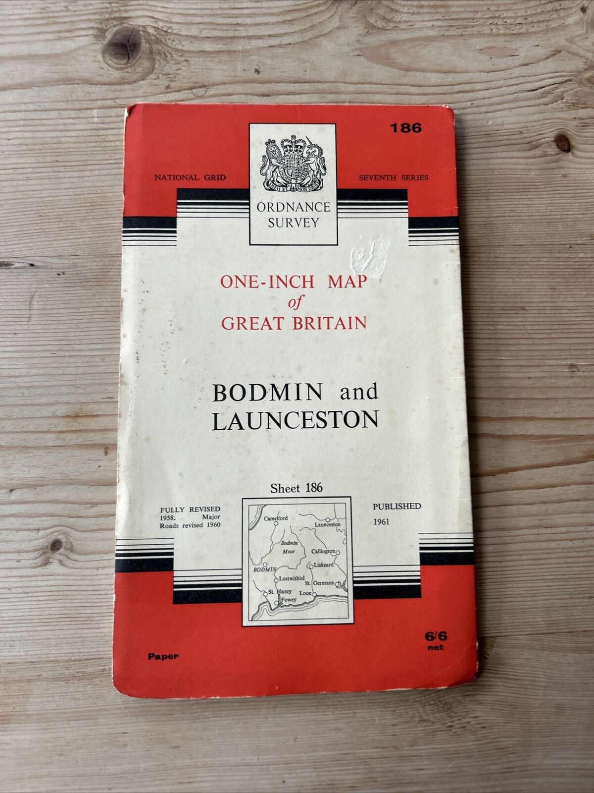 BODMIN & LAUNCESTON Ordnance Survey Seventh Series Paper One inch 1961 Sheet 186