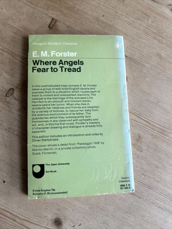 WHERE ANGELS FEAR TO TREAD EM Forster Penguin Modern Classics 1978