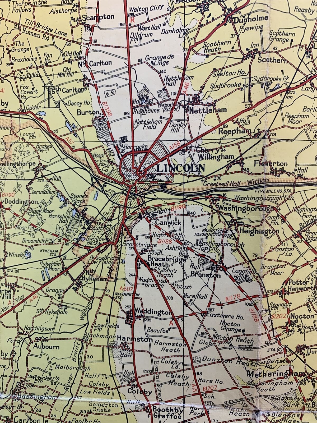 Johnstons Cloth New 2 Miles To 1 Inch Map - Lincoln No 23 Hull Boston Newark