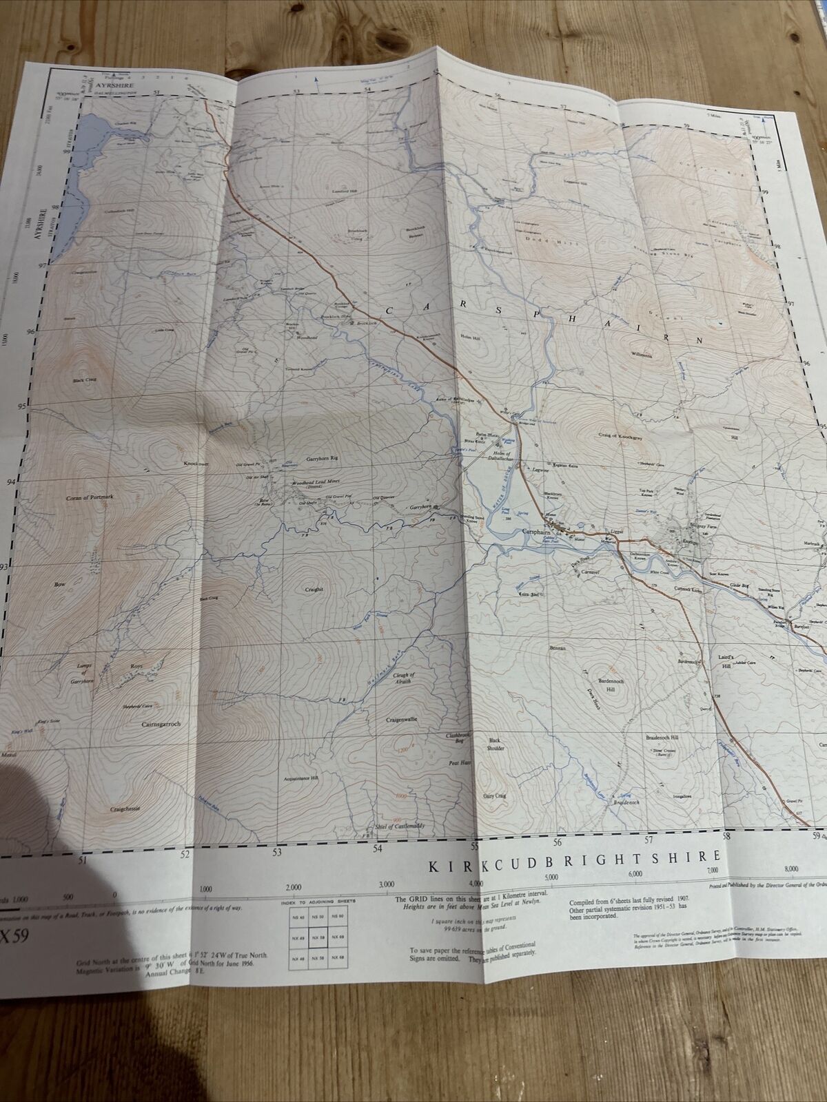 CARSPHAIRN Ordnance Survey 1:25000 First Series 1956 NX59 Lamford Liggat