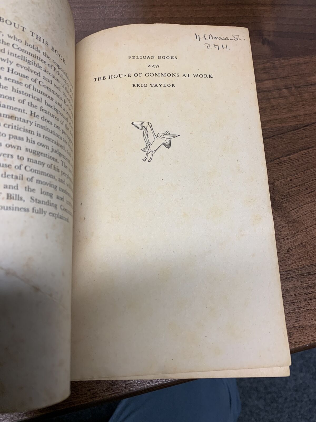 THE HOUSE OF COMMONS AT WORK - Eric Taylor - Pelican Books A257 1951 Politics