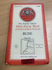 BUDE Cornwall Ordnance Survey Cloth Map 1946 Sixth Series No 174