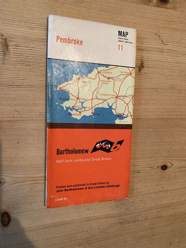 PEMBROKE Wales Bartholomew - Cloth Map 1963 No 11 Good Condition