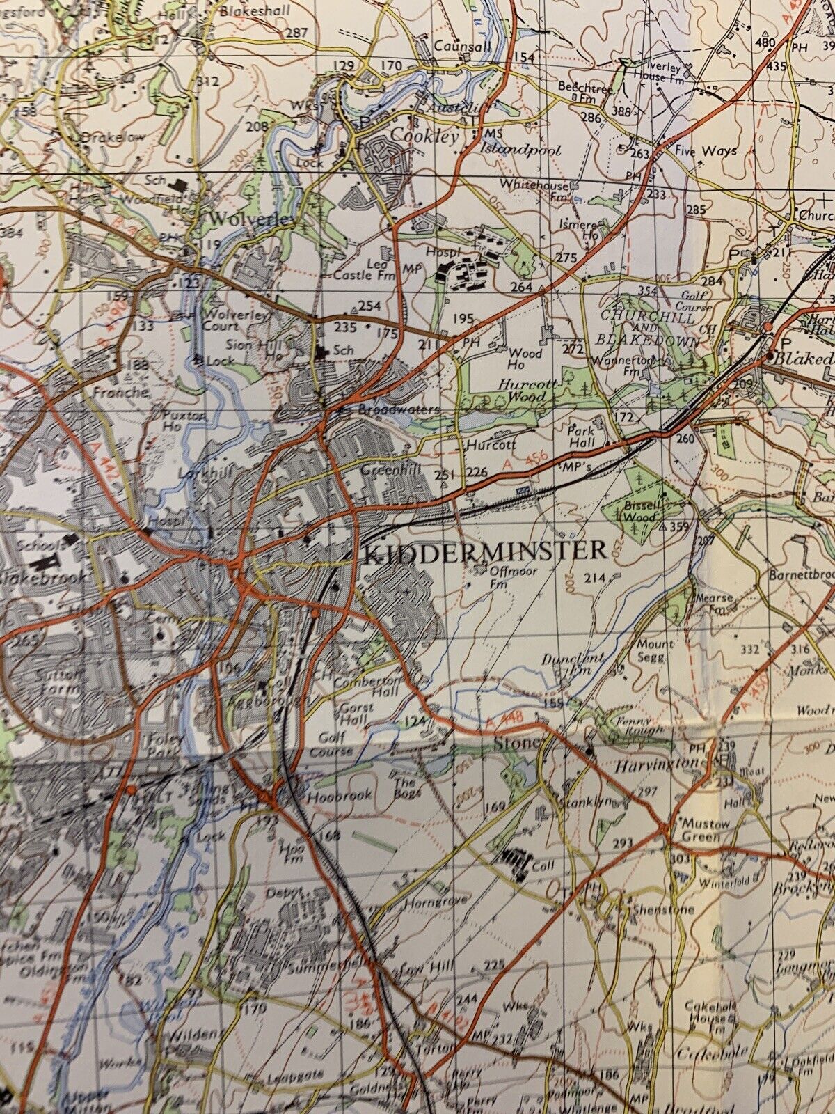 Kidderminster Droitwich Bridgnorth Ordnance Survey Map One Inch 1967 Sheet 130