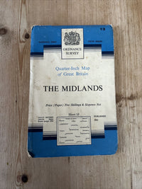 THE MIDLANDS Sheet 13 Fifth Series Paper Ordnance Survey Quarter Inch 1962