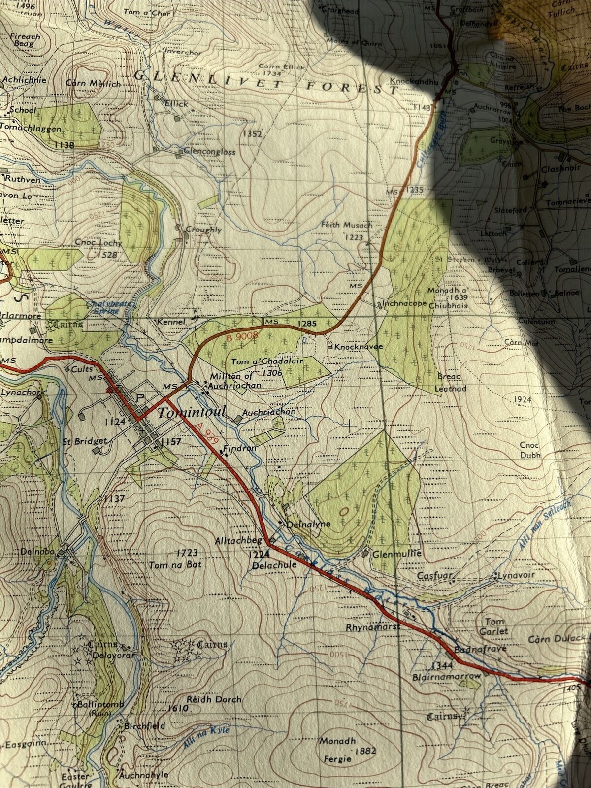 GRANTOWN & CAIRNGORM Ordnance Survey 7th Series CLOTH One Inch Map Sheet 38 1957