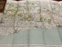 CHICHESTER & WORTHING Ordnance Survey Cloth One Inch Map 1920 Rev 31 Sheet 133