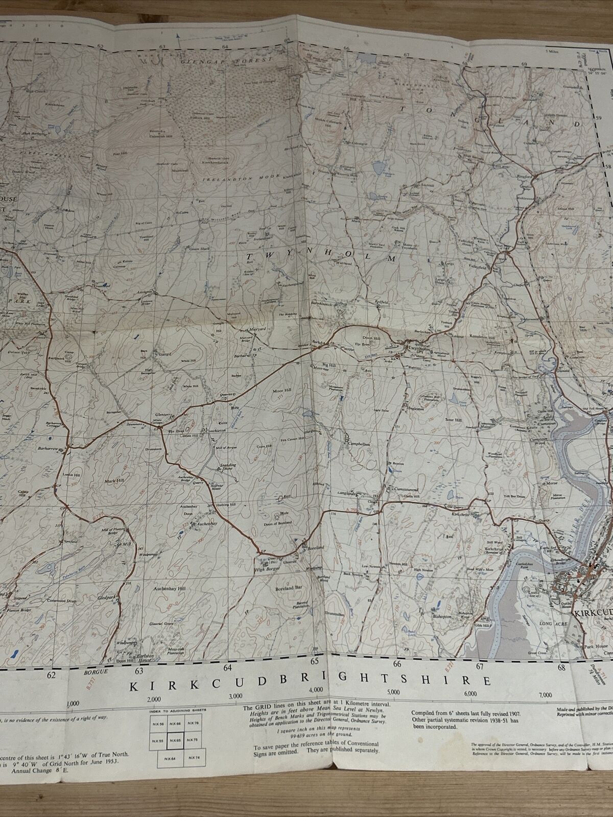 KIRKCUDBRIGHT Ordnance Survey 1:25000 First Series Map NX65 1953 Twynholm