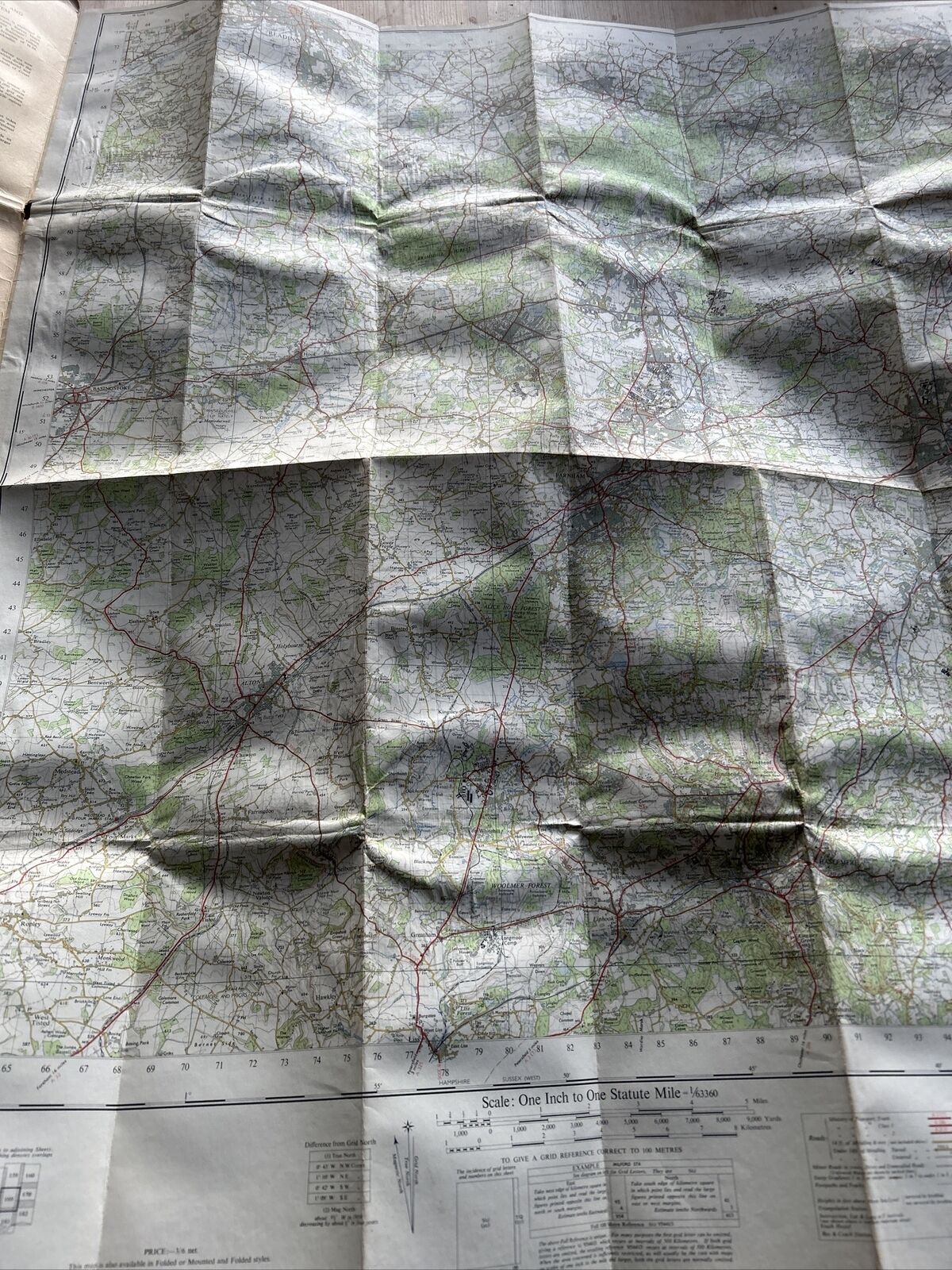 ALDERSHOT Ordnance Survey CLOTH Map 1959 Sheet 169 Seventh Series Godalming