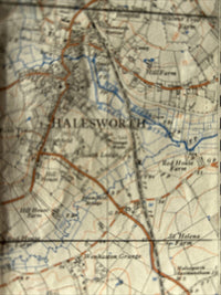 HALESWORTH Ordnance Survey First Series Sheet TM37 1:25,000 1956 Linstead Parva