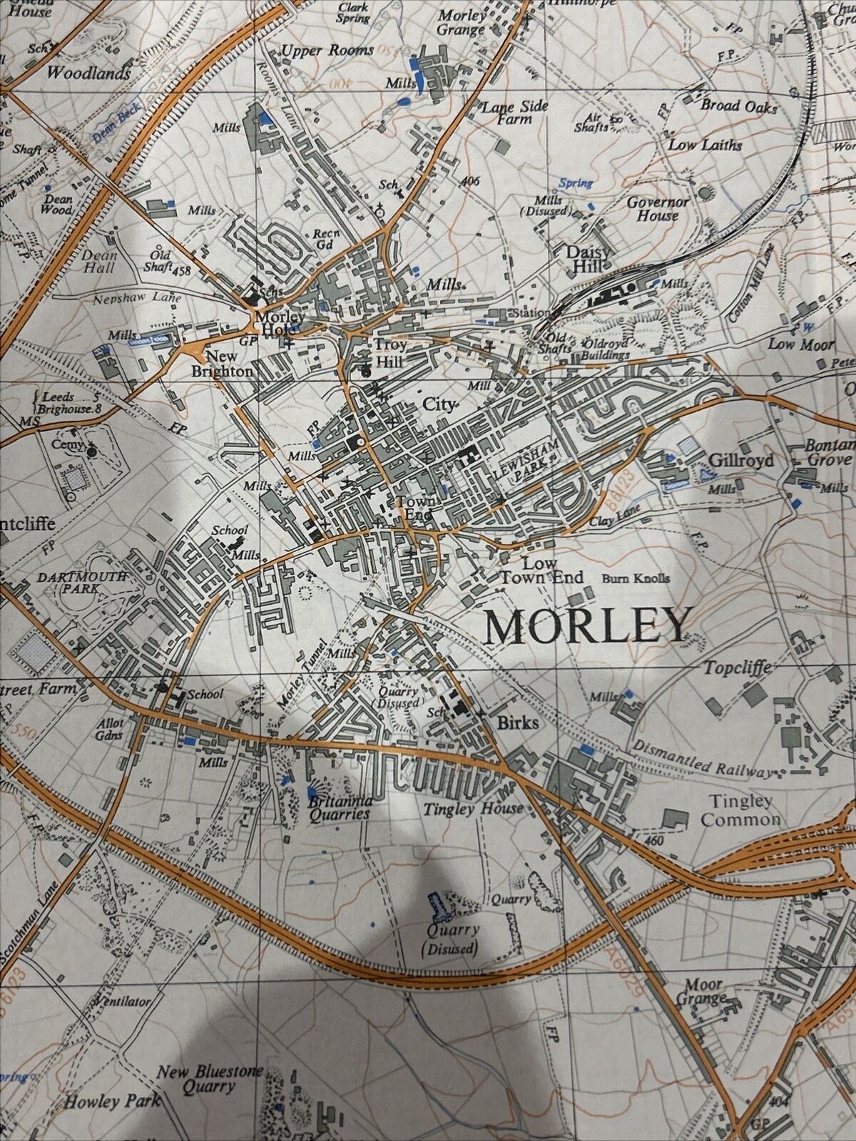 DEWSBURY Ordnance Survey First Series 1:25,000 Map SE22 1955 Rev 1974 Morley