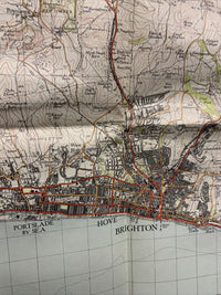 BRIGHTON & WORTHING Ordnance Survey Paper Map 1940 Sixth Series Sheet 182