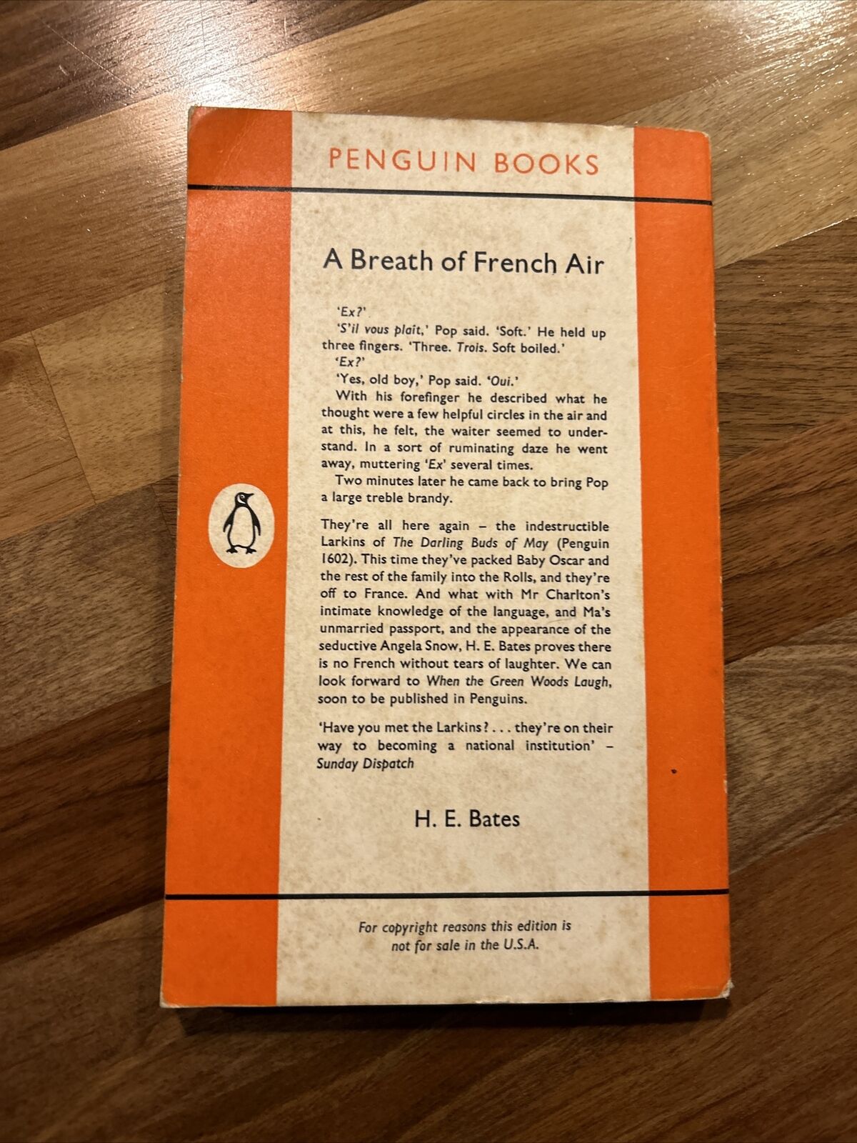 A BREATH OF FRENCH AIR - H E Bates - Penguin Books No 1685 1962