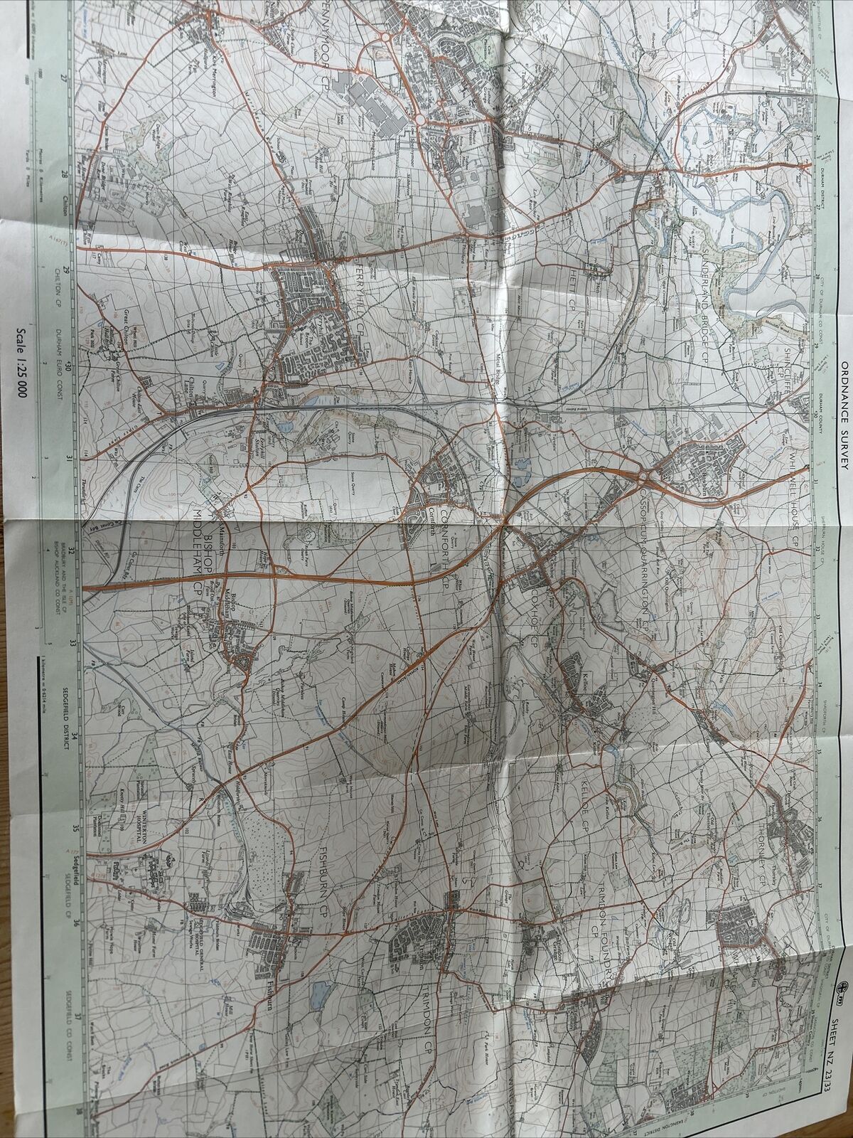 SPENNYMOOR & COXHOE Pathfinder Ordnance Survey NZ23/33 1:25,000 1984 Trimdon