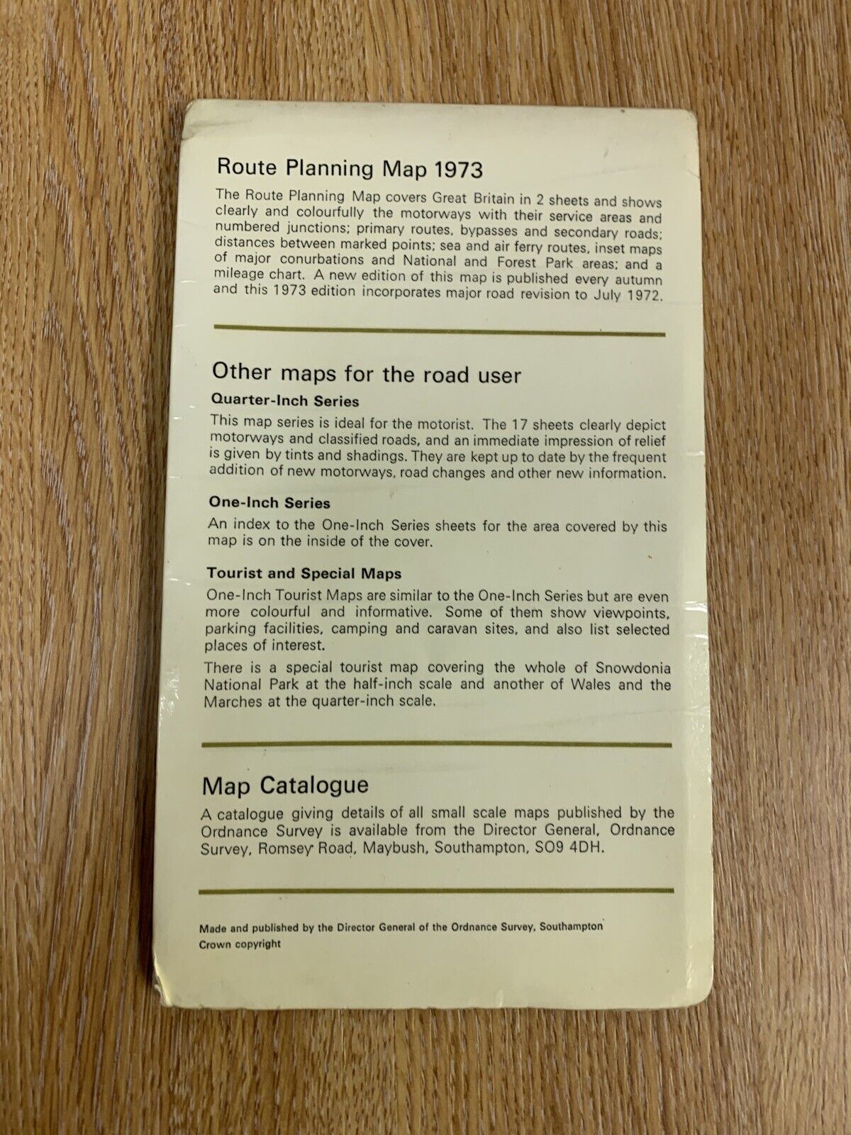 1973 Ordnance Survey Route Planning Map - North Sheet Ten Miles To Inch Scotland