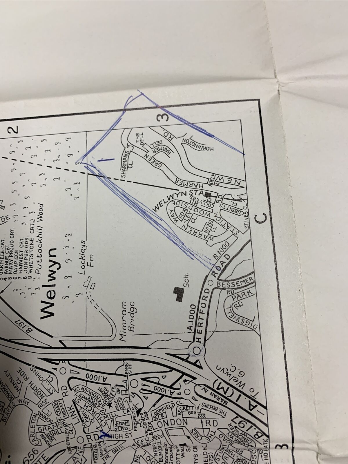 WELWYN GARDEN CITY Codicote - Barnetts Map Street Plan Circa 1980