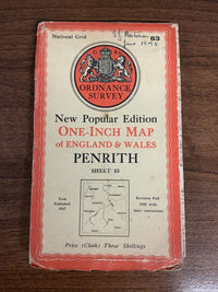 PENRITH Ordnance Survey CLOTH Map 1947 Sixth Series Sheet 83 Ullswater