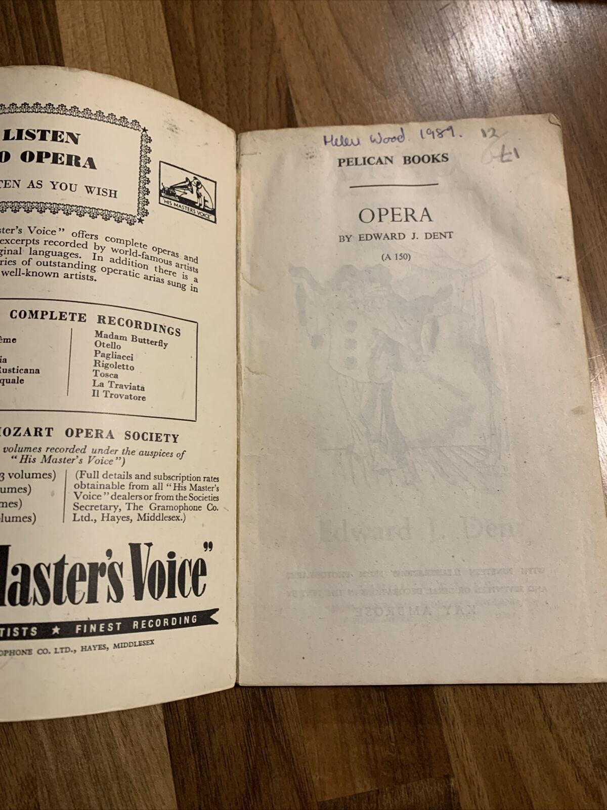 OPERA Edward J Dent - Pelican Books A150 1945