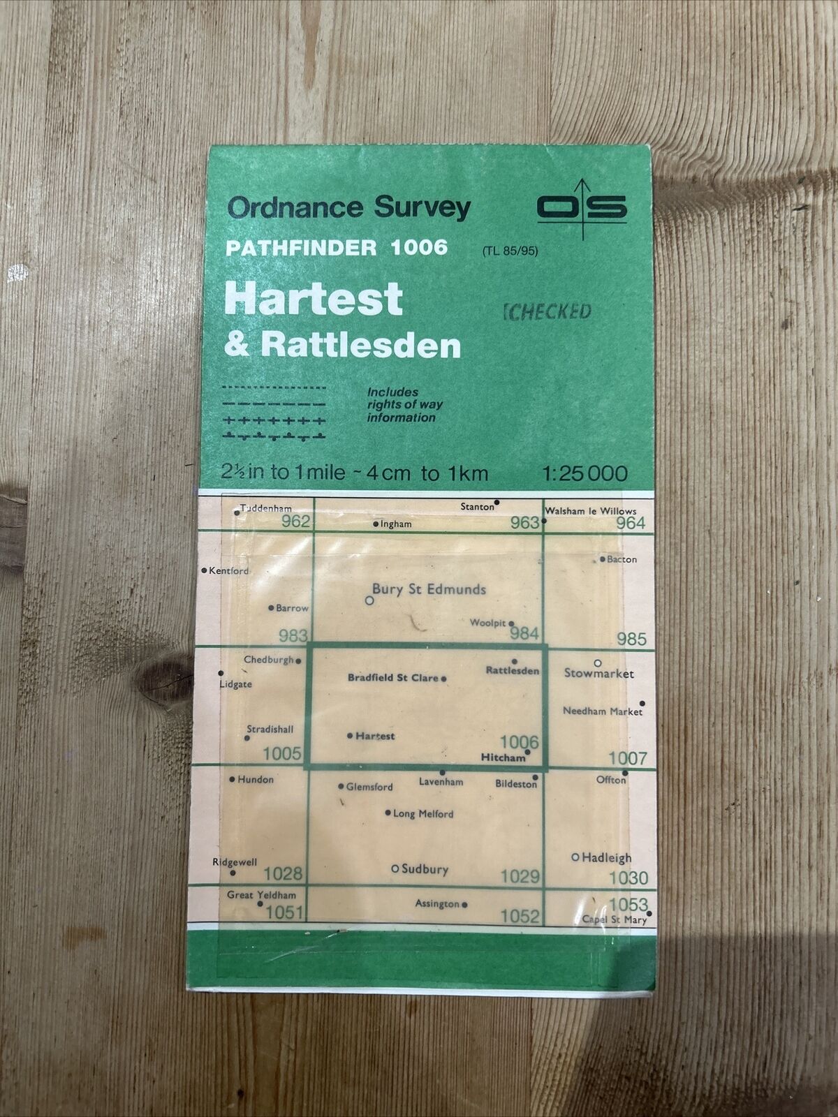 HARTEST And RATTLESDEN Pathfinder 1006 TL85/95 Ordnance Survey 1:25000 1987