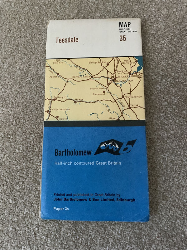 TEESDALE Lake District Bartholomew - Half Inch Map 1965 No 35 Barnard Castle