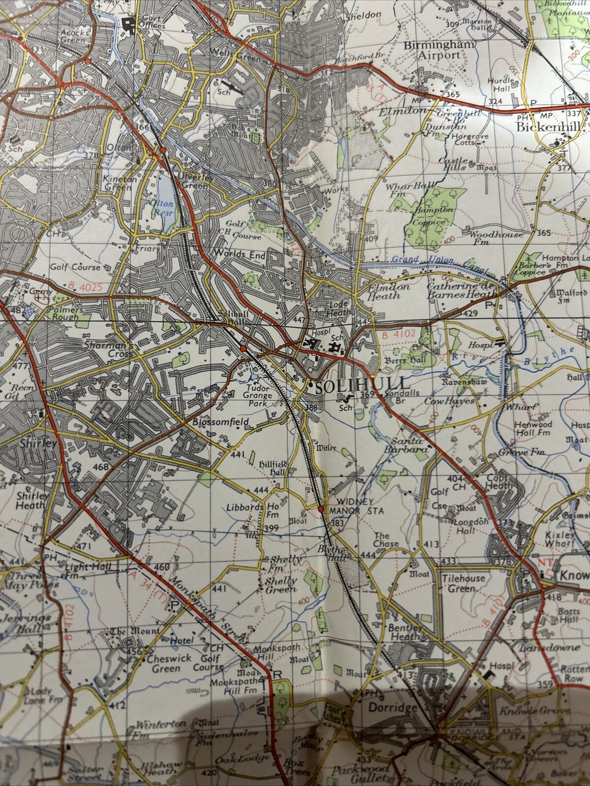 BIRMINGHAM 1967 Seventh Series Ordnance Survey One Inch Map Redditch