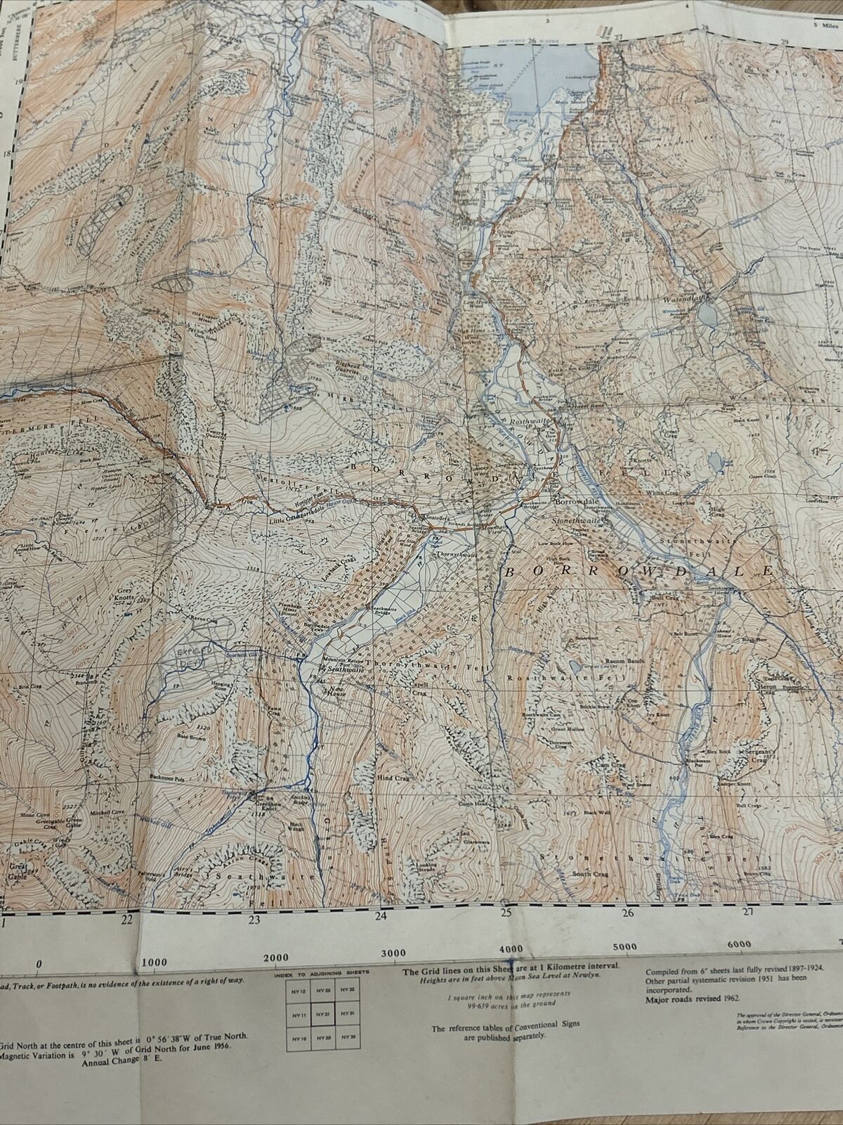 BORROWDALE Ordnance Survey Sheet NY21 1:25000 1956 Grange Lake District