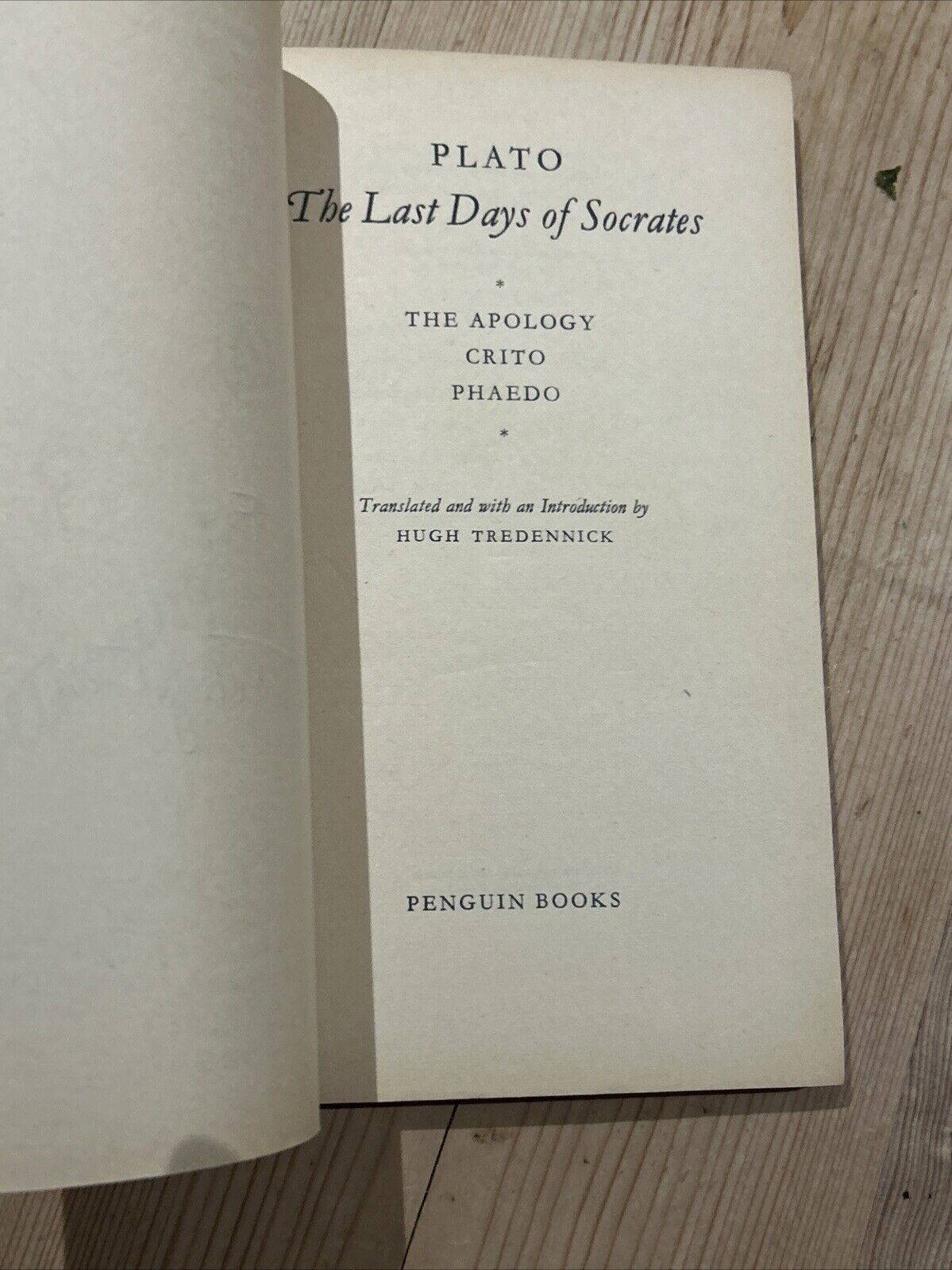 THE LAST DAYS OF SOCRATES Plato - Penguin Classics L37 1957