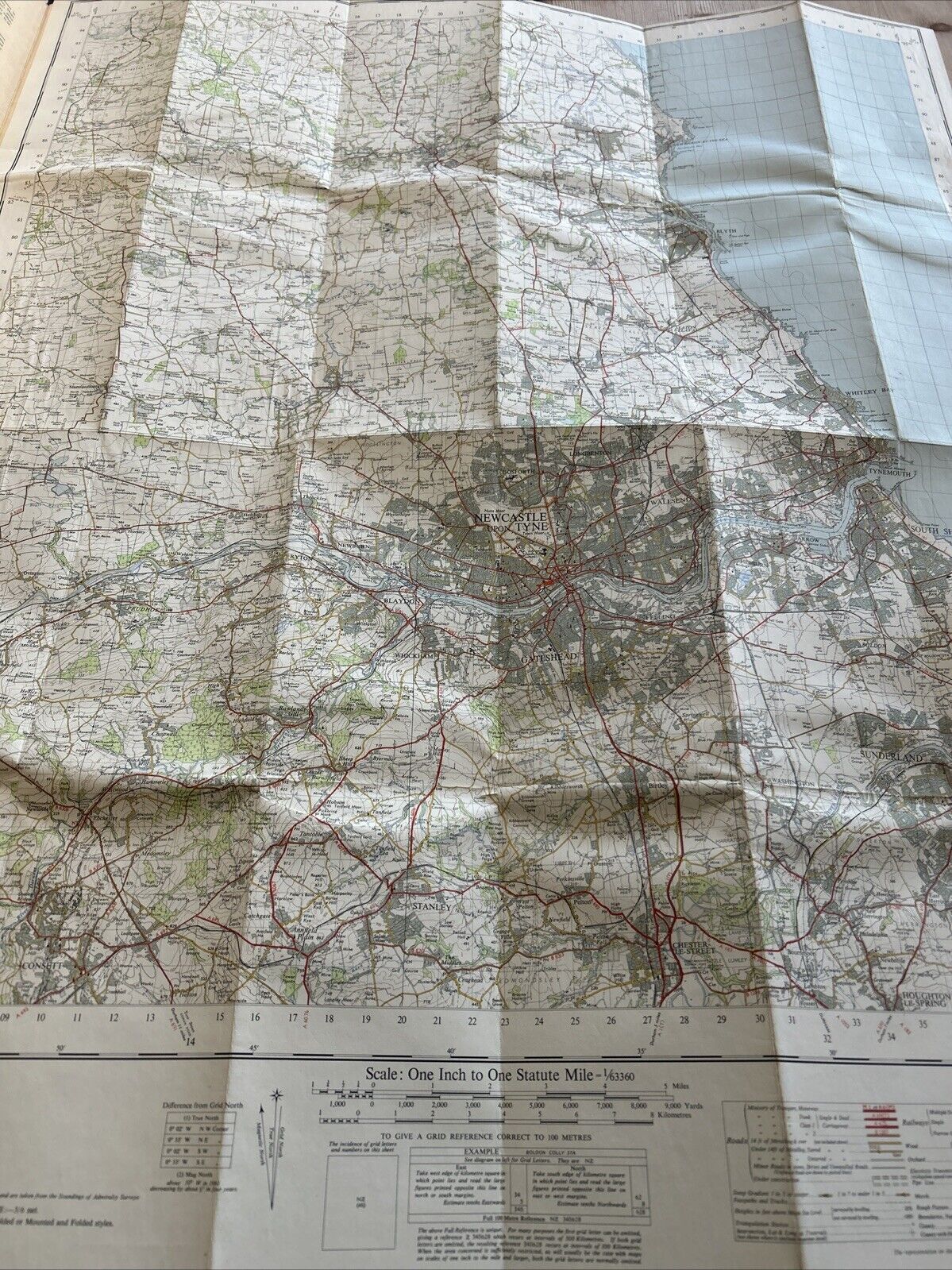 NEWCASTLE UPON TYNE Ordnance Survey Seventh Series CLOTH One inch 1961 Sheet 78