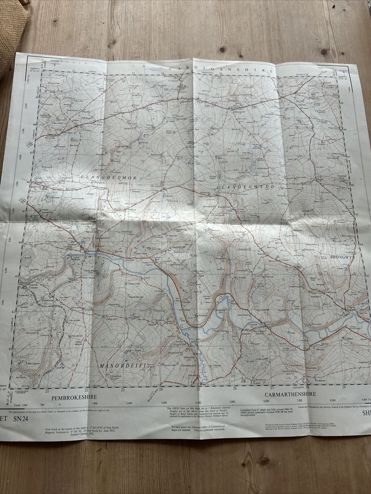 LLECHRYD Ordnance Survey 1:25,000 First Series Sheet SN24 1952 Cwmcoy Blaenporth