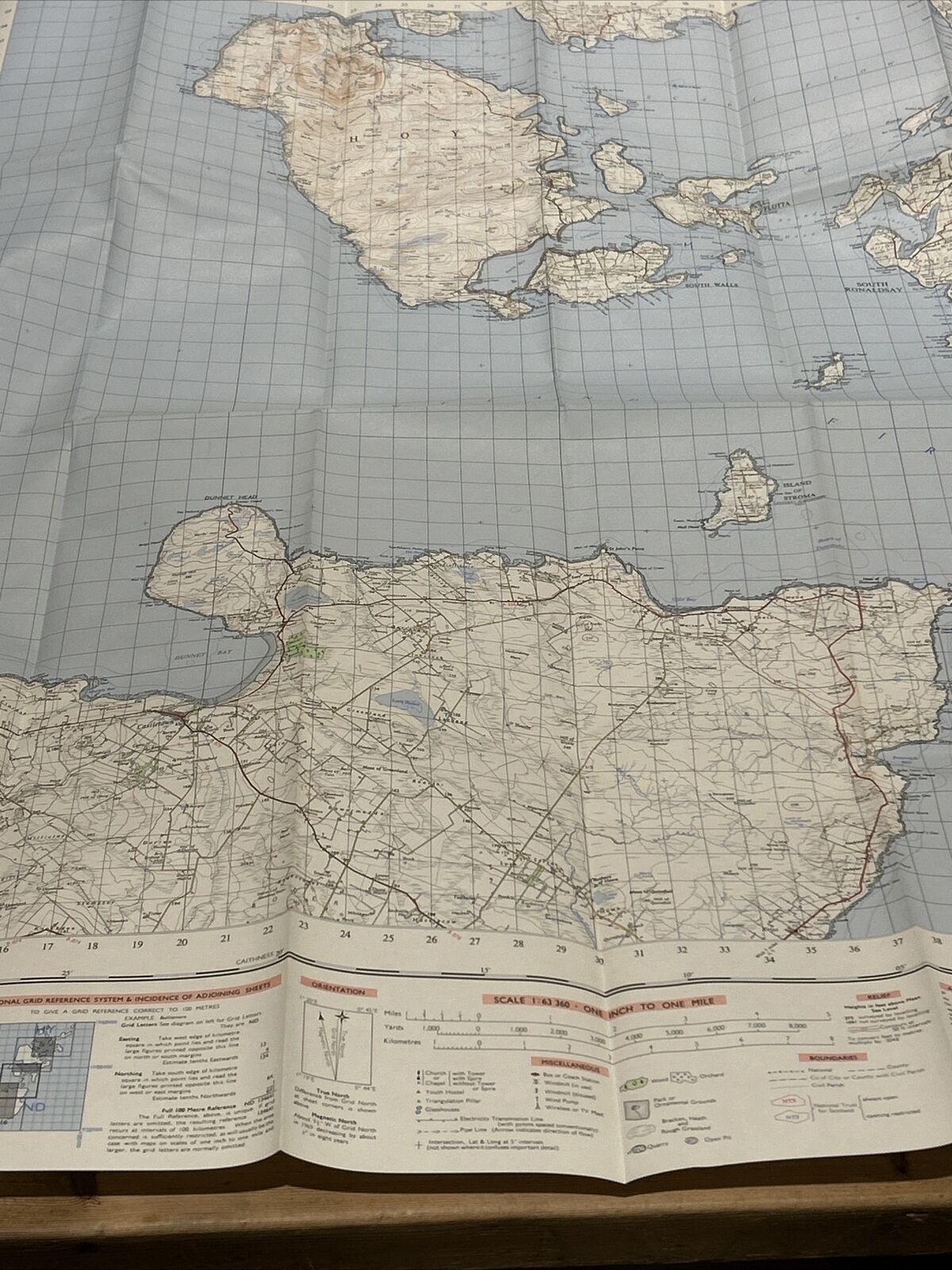 PENTLAND FIRTH Ordnance Survey One Inch Sheet 7 Good Condition 1959 / 69 Hoy