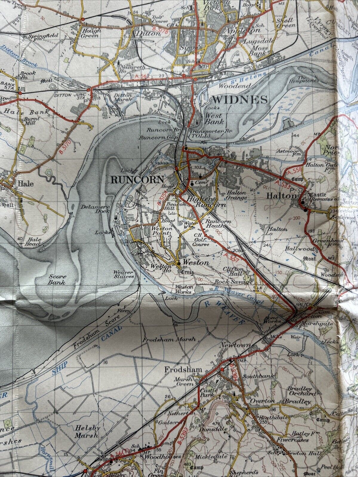 CHESTER Ordnance Survey Seventh Series CLOTH One inch 1952 Sheet 109 Wrexham