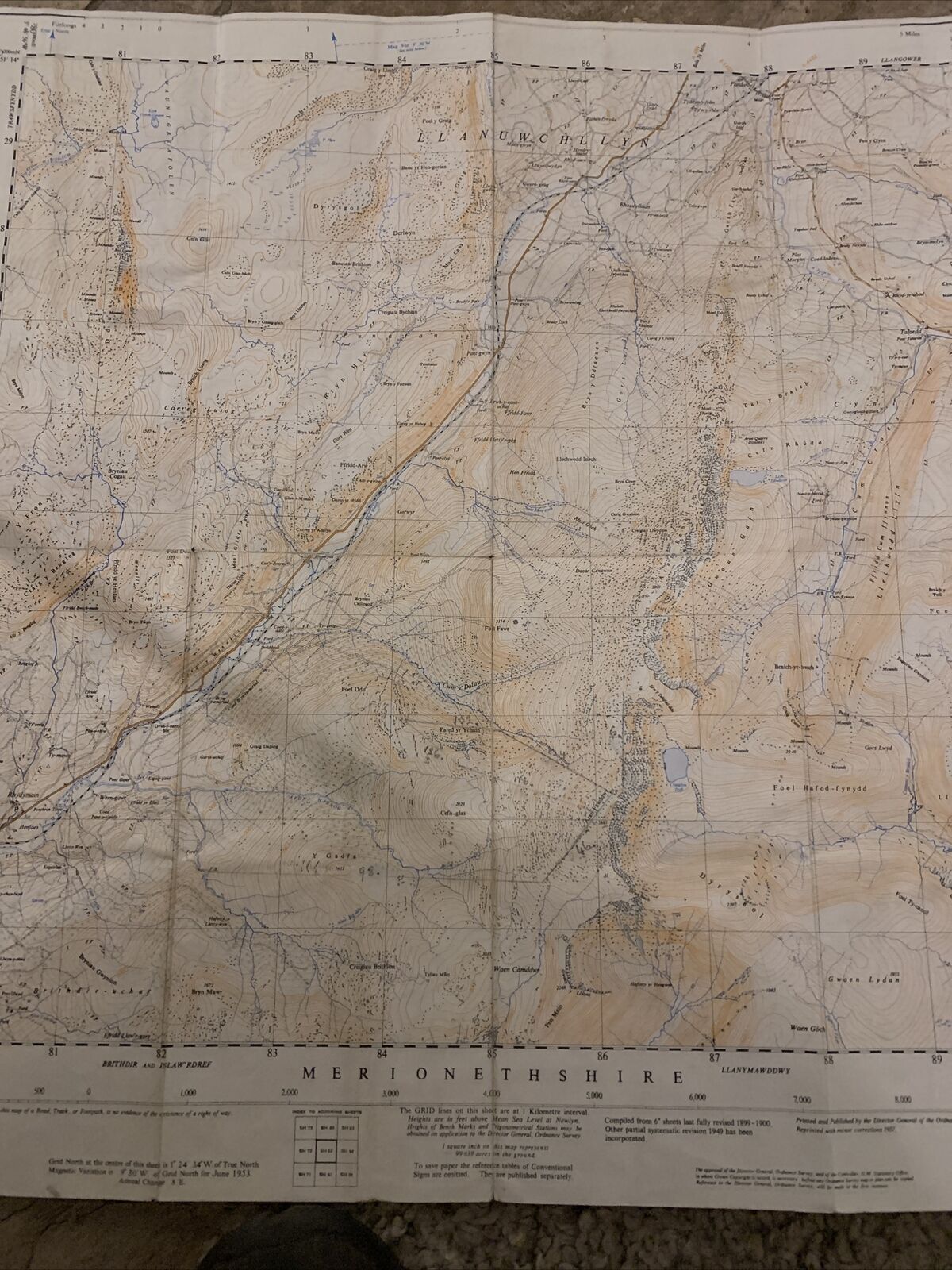 ARAN FAWDDWY Wales Ordnance Survey 1:25000 First Series 1953 SH82