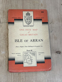 ISLE OF ARRAN Ordnance Survey Paper Map 1956 Sheet 66 Seventh Series Lochranza