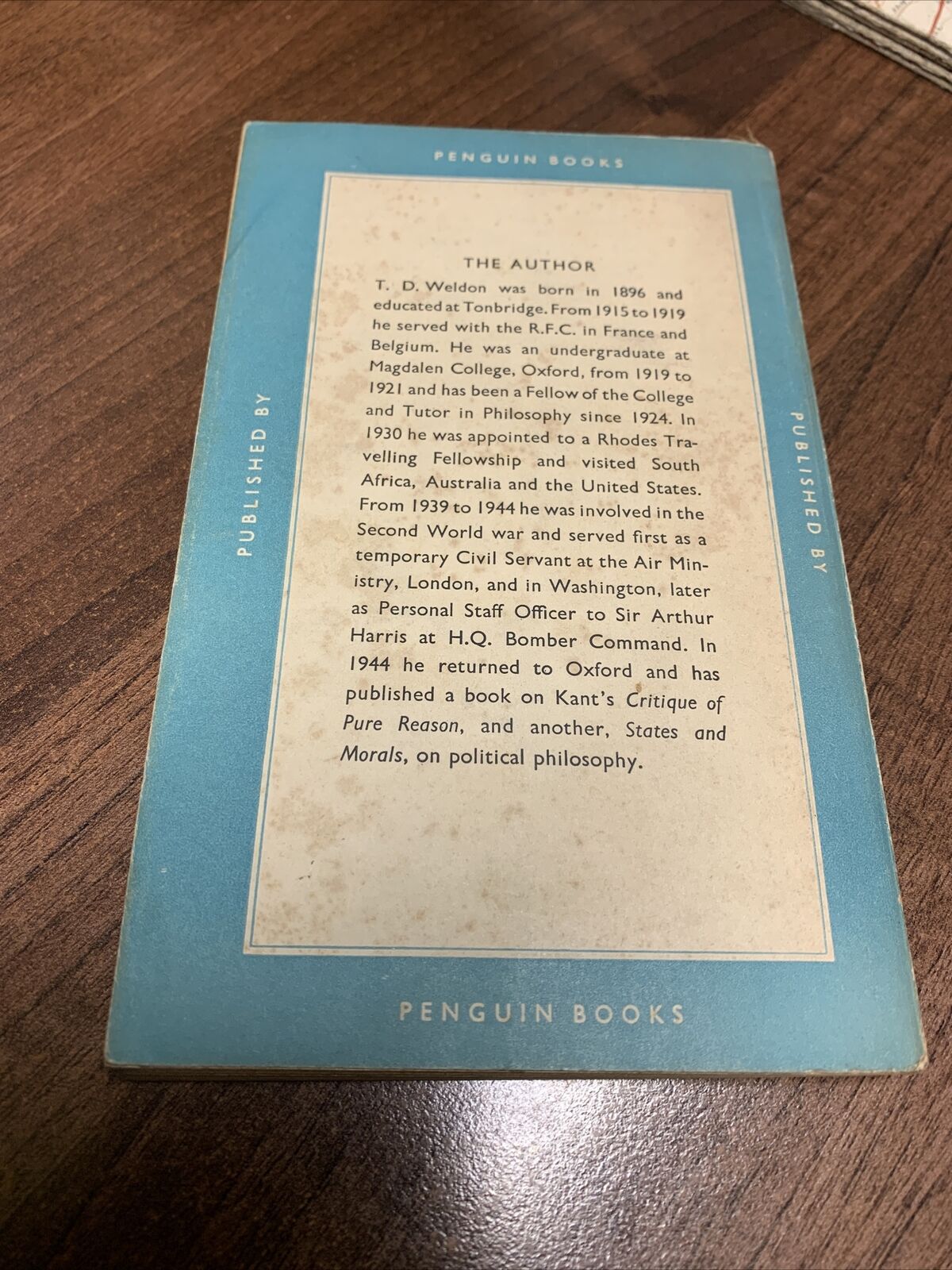 THE VOCABULARY OF POLITICS - T D WELDON  - Pelican Books A278 1953