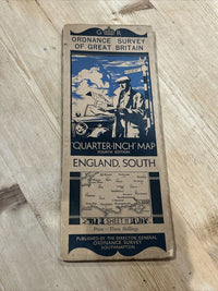 SOUTH ENGLAND 1934 Ordnance Survey CLOTH Sheet 11 Quarter Inch Map 4th Edition