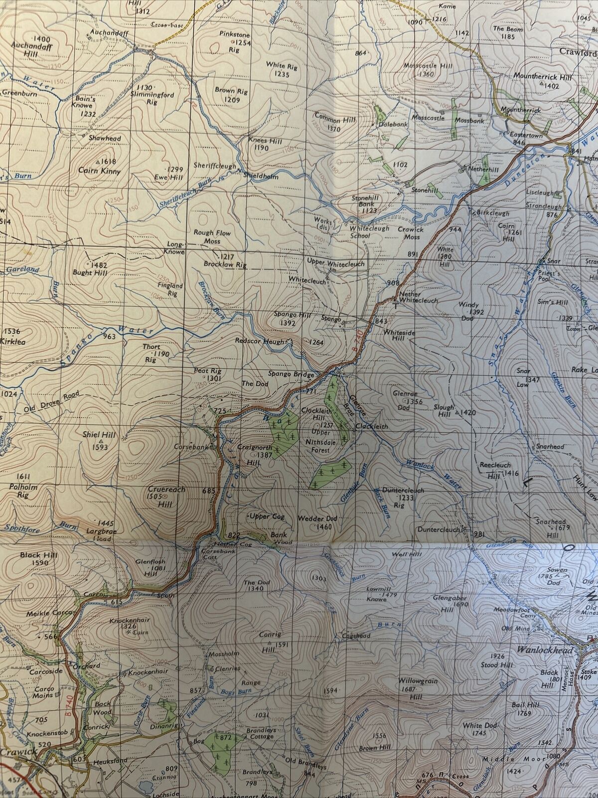 BIGGAR MOFFAT & SANQUHAR Ordnance Survey One Inch Sheet 68 Tiverton Devon 1965