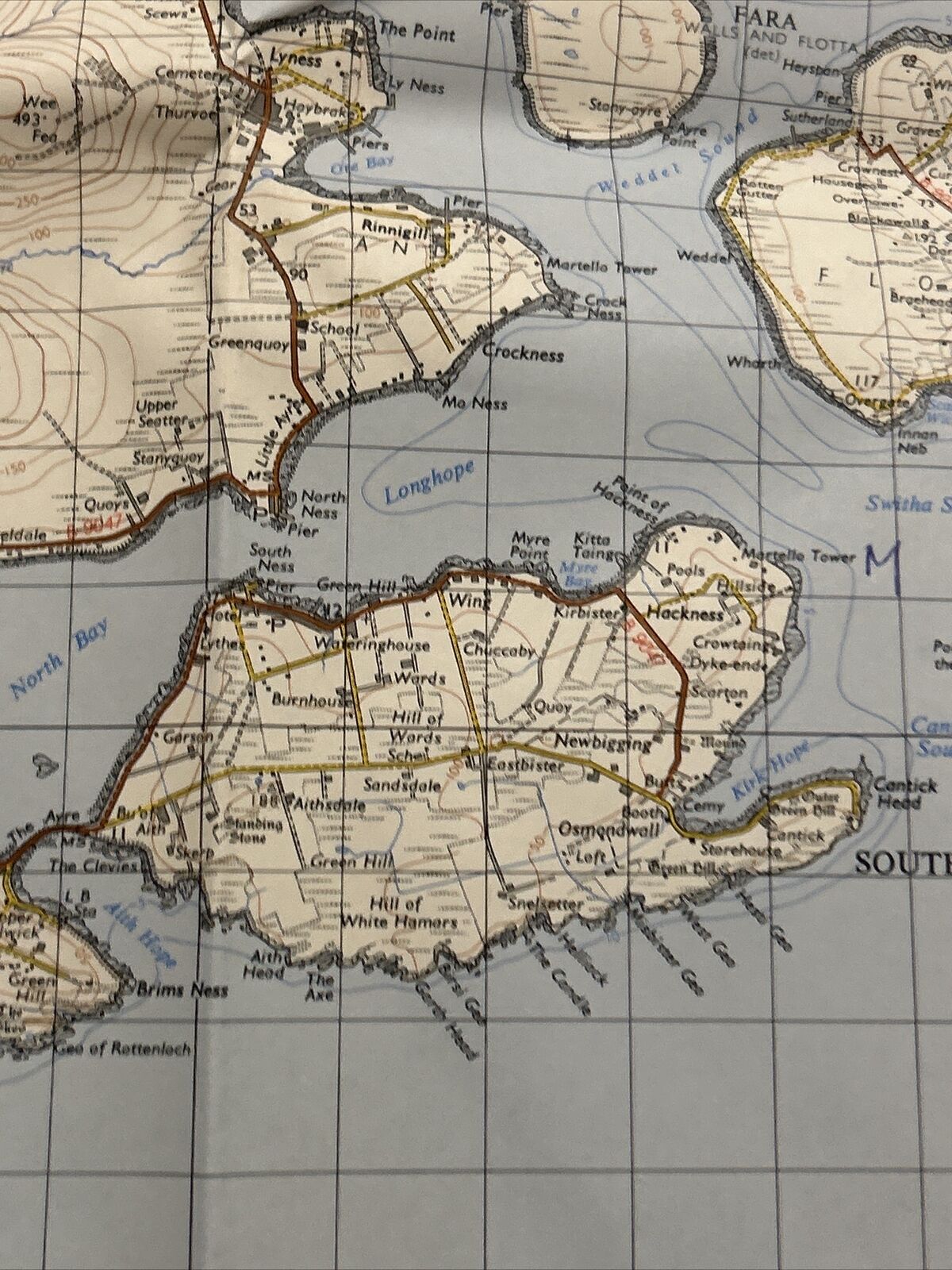 PENTLAND FIRTH Ordnance Survey One Inch Sheet 7 Good Condition 1959 / 69 Hoy