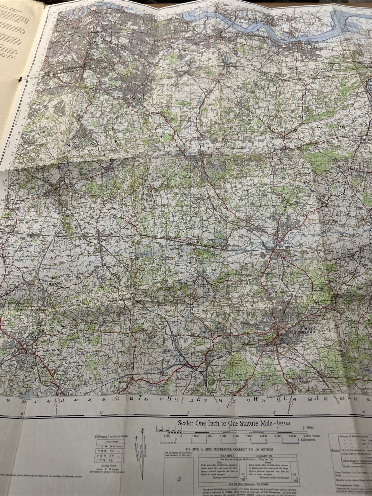 LONDON South East Ordnance Survey Seventh Series CLOTH 1-inch 1964 Sheet 171