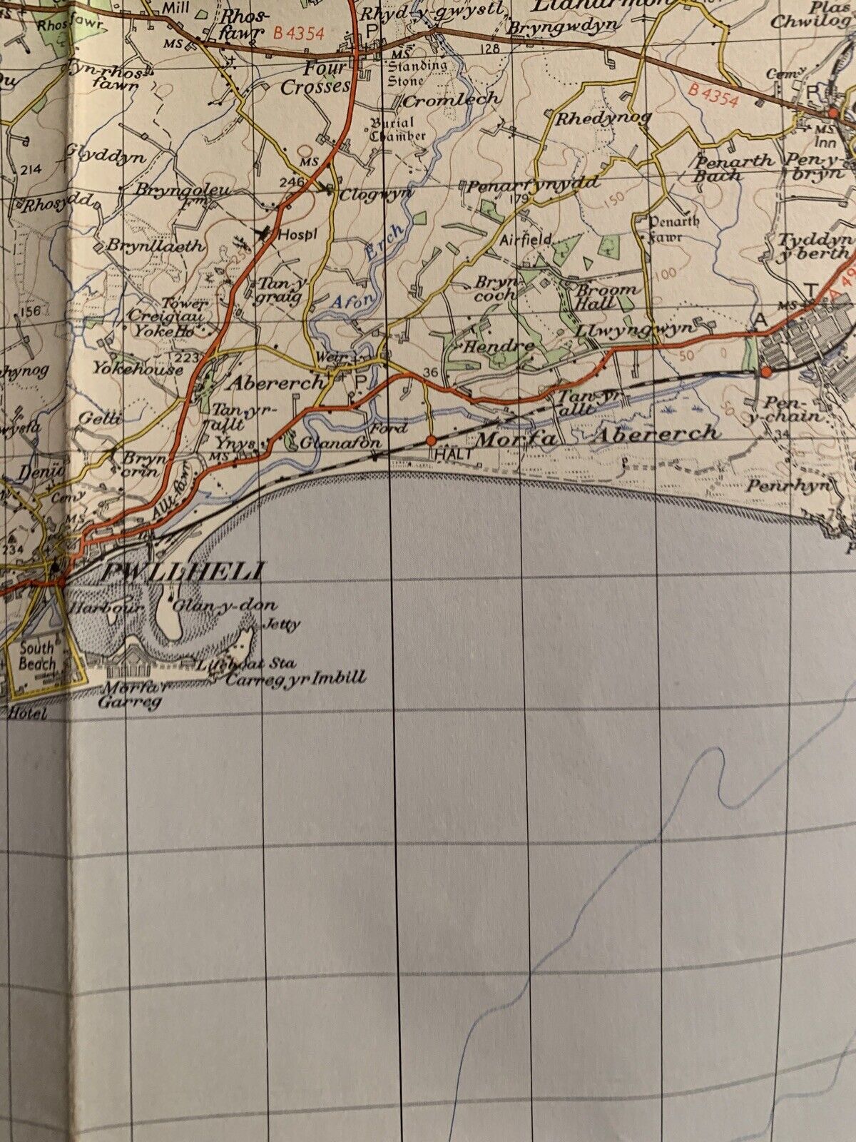 PWLLHELI Ordnance Survey Paper Map 1961 Seventh Series No 115 Lleyn Peninsular