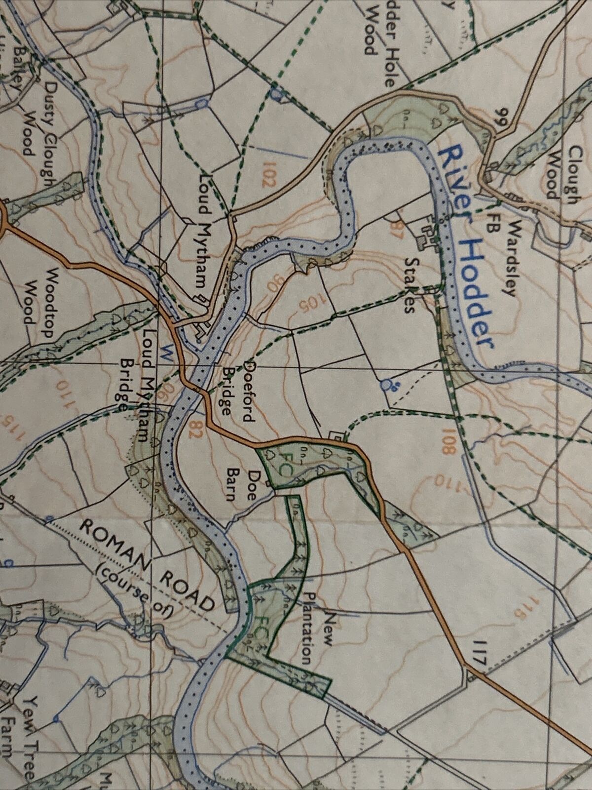 CLITHEROE & CHIPPING Pathfinder Ordnance Survey SD64/74 1:25000 1984 Ribble