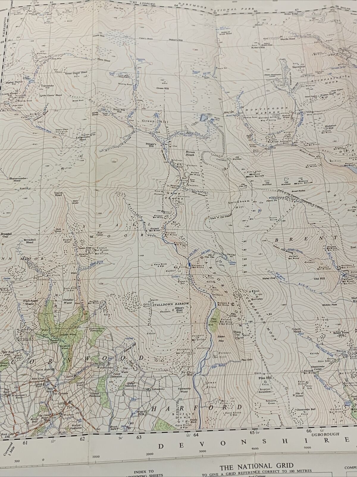 DARTMOOR TOR DEAN MOOR - Ordnance Survey Sheet SX66 1:25000 1959 Devon