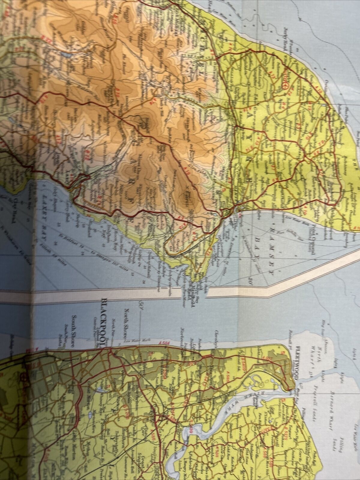 NORTH LANCASHIRE Bartholomew Half Inch Cloth Map 1970 No 31 Isle Of Man Preston