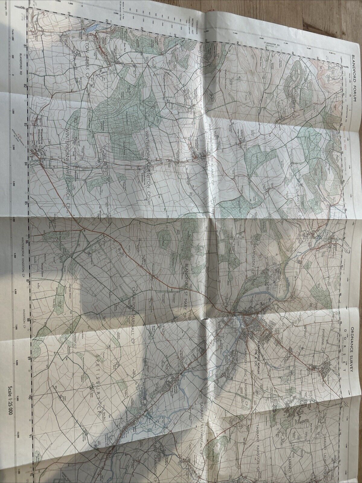 BLANDFORD FORUM Pathfinder Ordnance Survey ST80/90 1:25000 1974 Witchampton