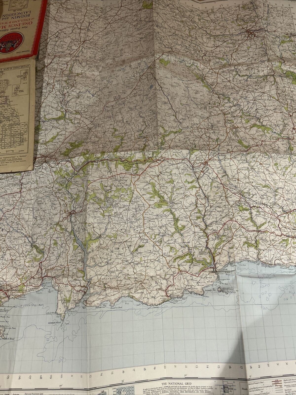 BODMIN & LAUNCESTON Ordnance Survey CLOTH Map 1946 Sixth Series Sheet 186 Morval