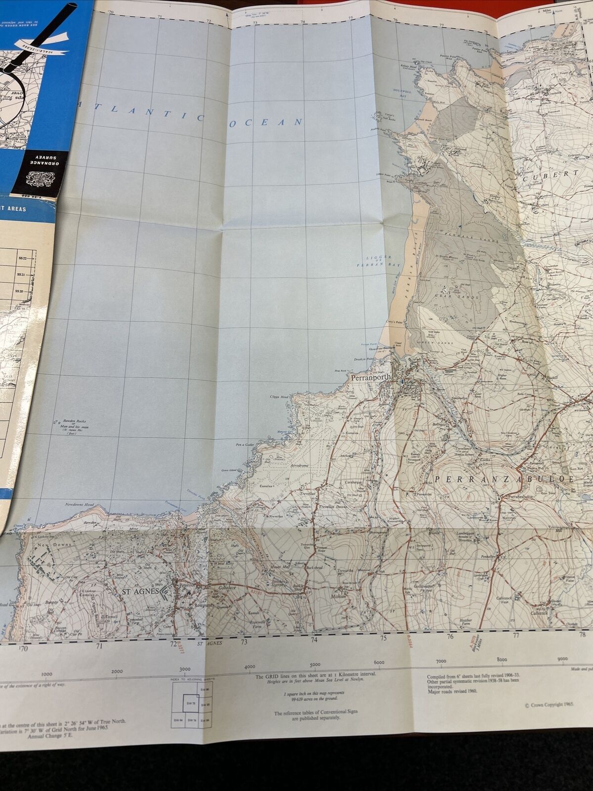 PERRANPORTH 1965 Ordnance Survey Sheet SW75 2 & Half Inch MAP Cornwall