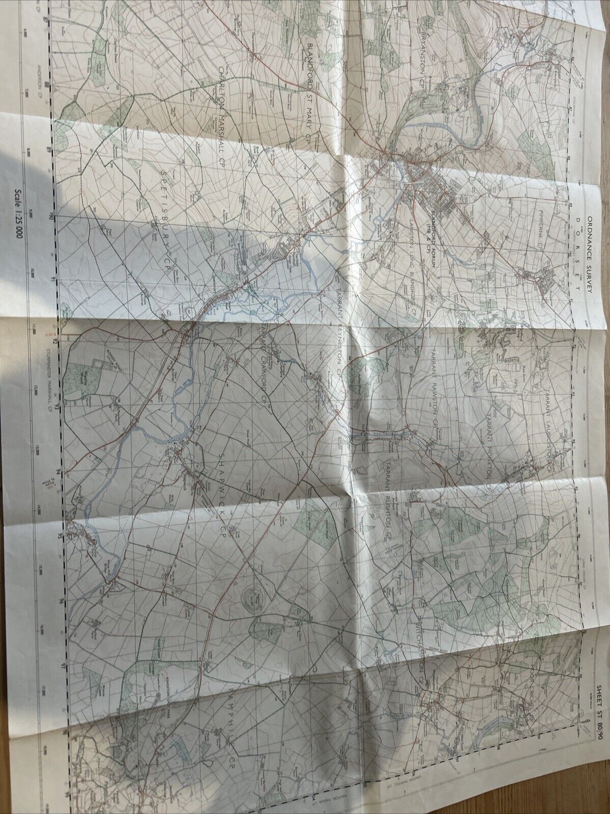 BLANDFORD FORUM Pathfinder Ordnance Survey ST80/90 1:25000 1974 Witchampton